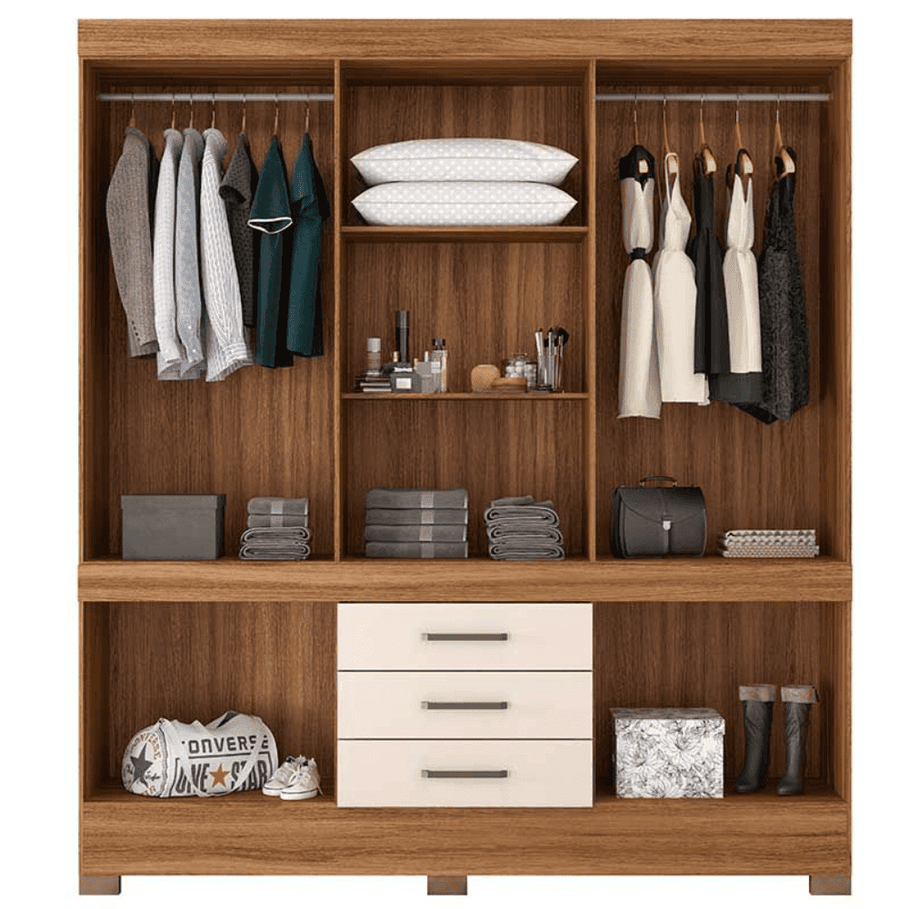 Guarda-Roupa Casal 10 Portas 3 Gavetas Amendola/Off White Dem&oacute;bile New Murano, OffWhite, large image number 2